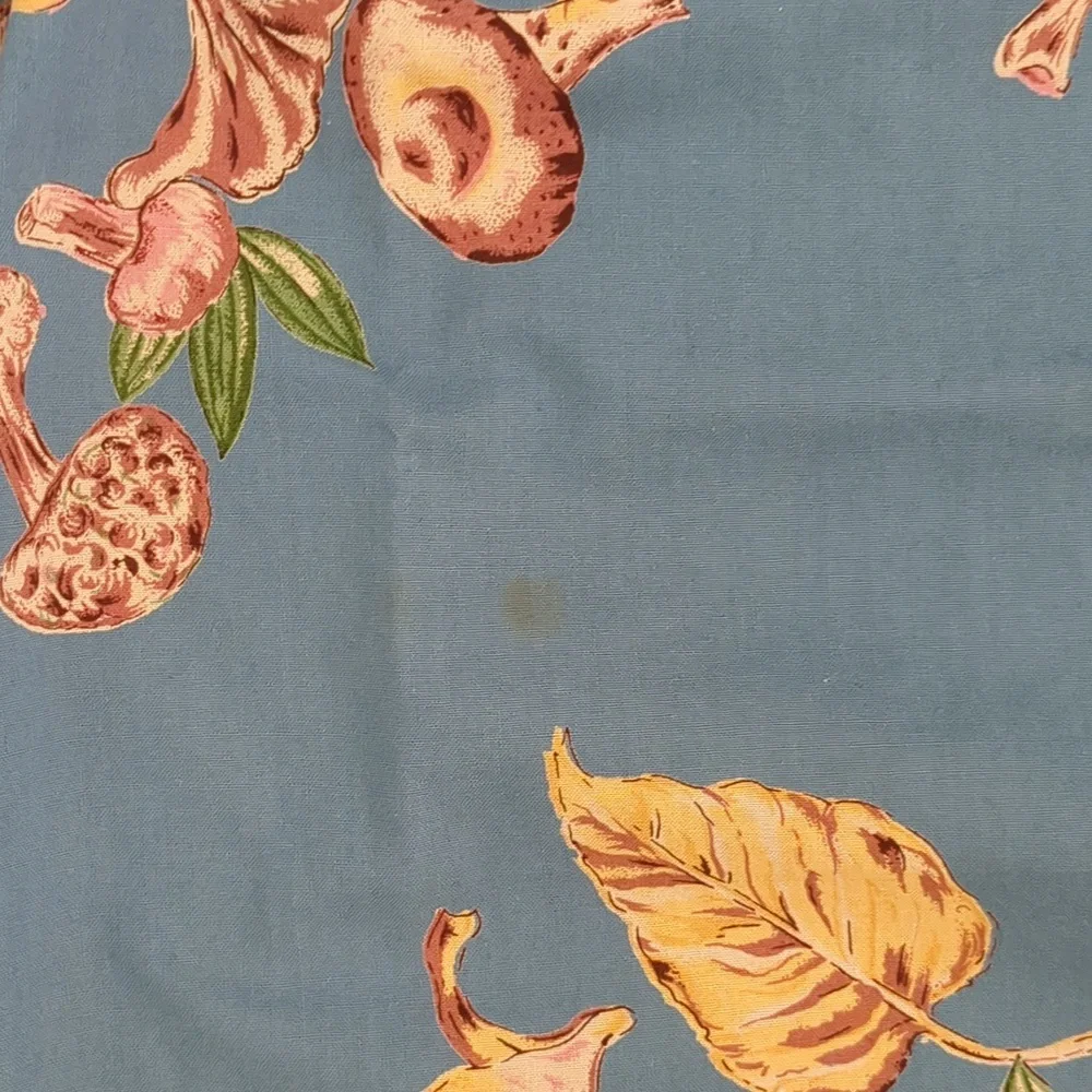 April Cornell Autumn Mushroom Forager 54x54 Blue Tablecloth - Picture 5 of 5